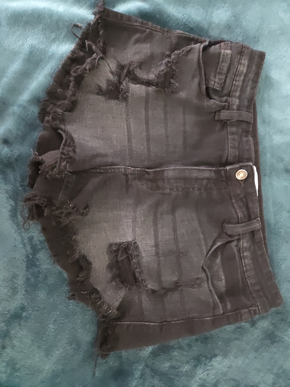 Studio Blue Black Distressed Frayed Hem Denim Shorts Sz W31